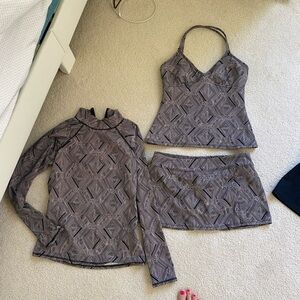 Garnet hill swimsuit set tankini swim shirt size xs 2